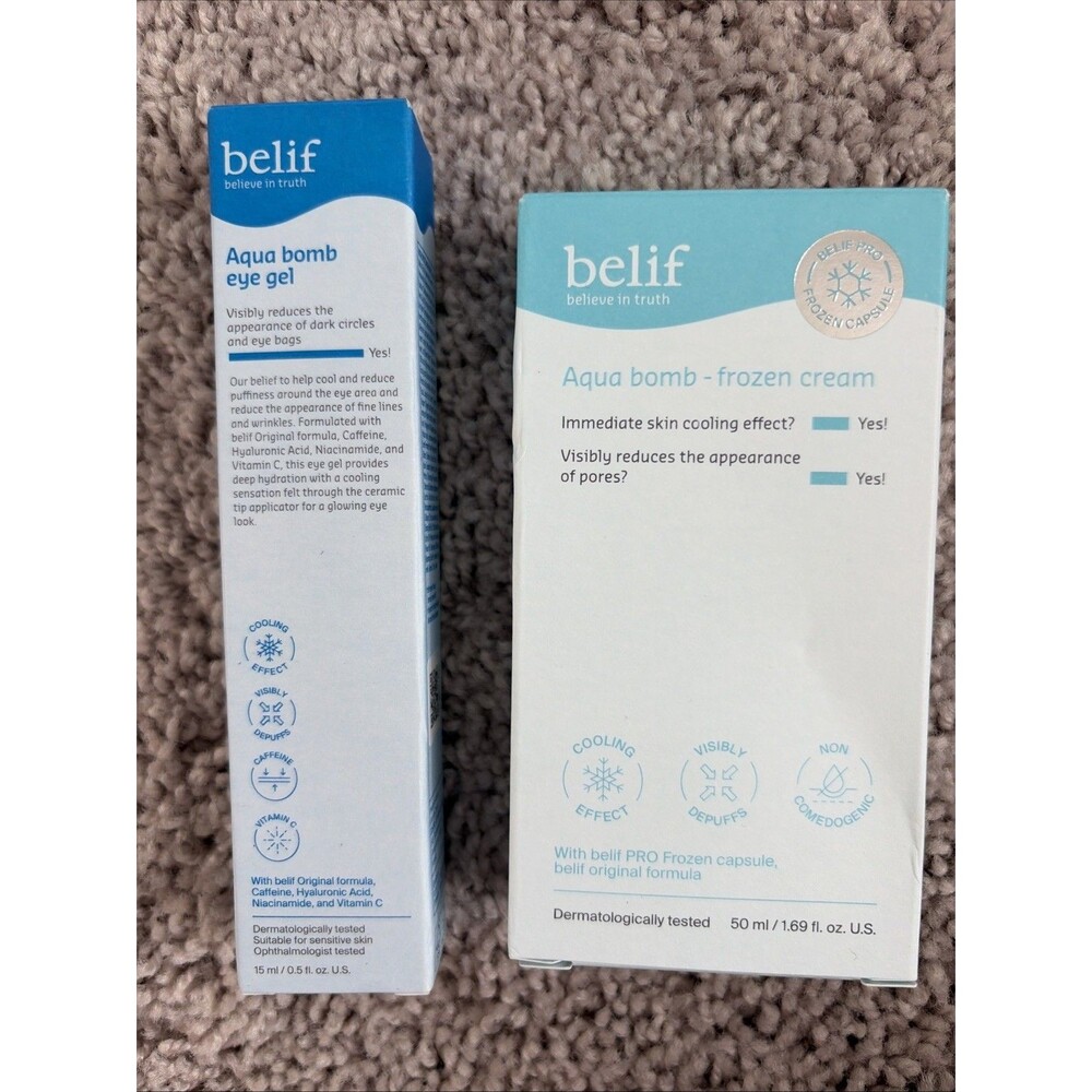 belif Aqua Bomb Duo: Frozen Cream 50ml + Depuffing Eye Gel 15ml